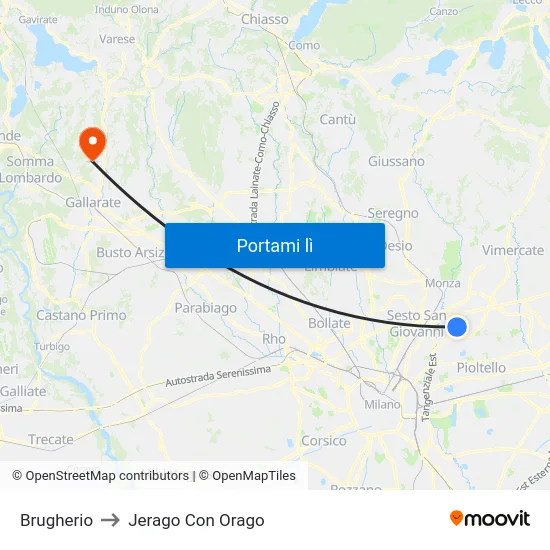 Brugherio to Jerago Con Orago map