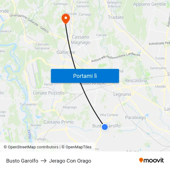 Busto Garolfo to Jerago Con Orago map