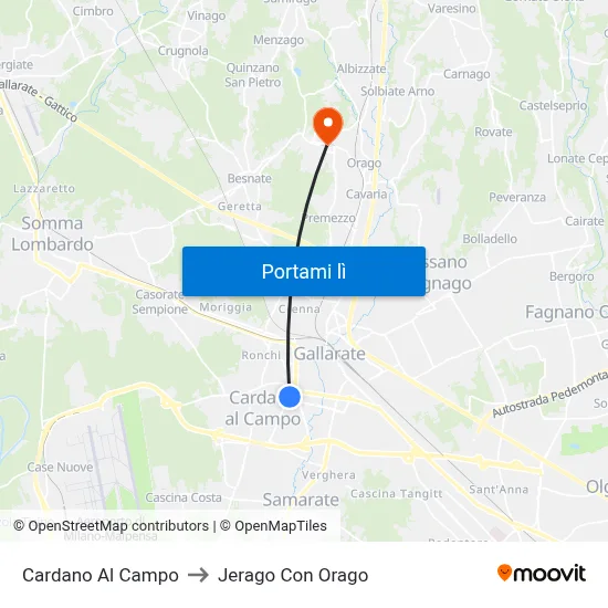 Cardano Al Campo to Jerago Con Orago map