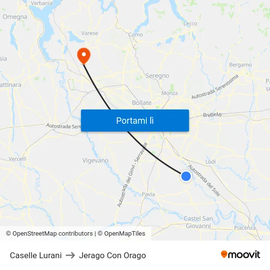 Caselle Lurani to Jerago Con Orago map