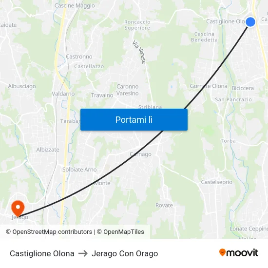 Castiglione Olona to Jerago Con Orago map