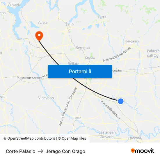 Corte Palasio to Jerago Con Orago map