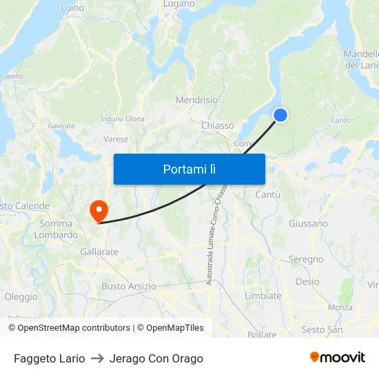 Faggeto Lario to Jerago Con Orago map
