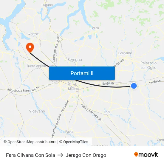 Fara Olivana Con Sola to Jerago Con Orago map