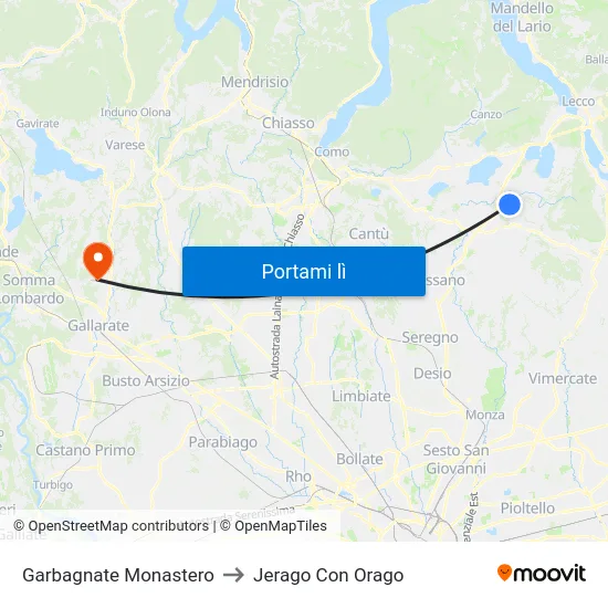 Garbagnate Monastero to Jerago Con Orago map