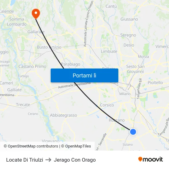 Locate Di Triulzi to Jerago Con Orago map