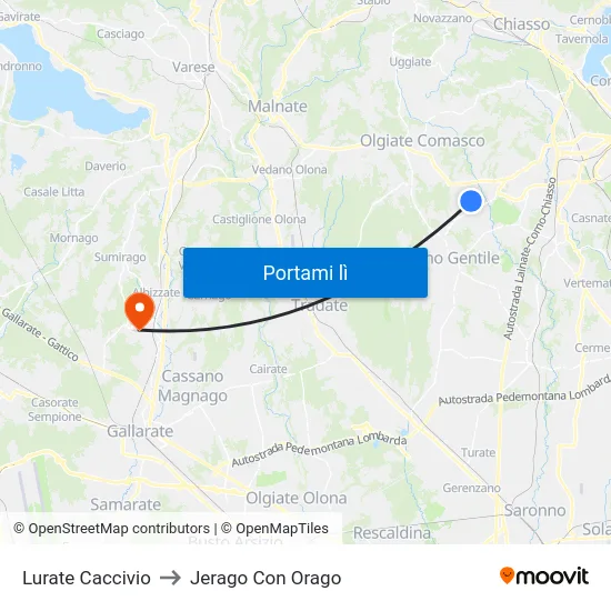 Lurate Caccivio to Jerago Con Orago map