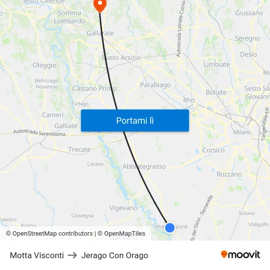Motta Visconti to Jerago Con Orago map