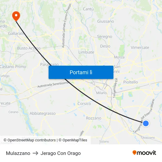 Mulazzano to Jerago Con Orago map