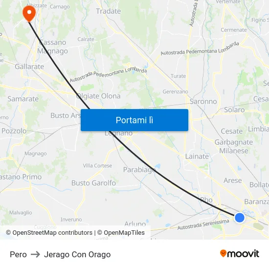 Pero to Jerago Con Orago map