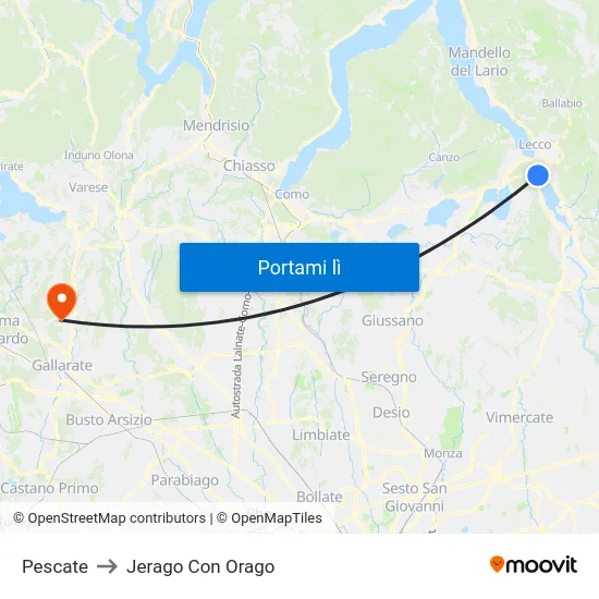Pescate to Jerago Con Orago map