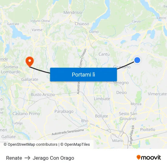 Renate to Jerago Con Orago map