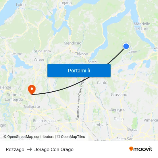 Rezzago to Jerago Con Orago map