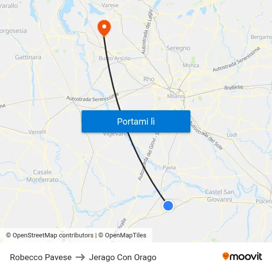 Robecco Pavese to Jerago Con Orago map