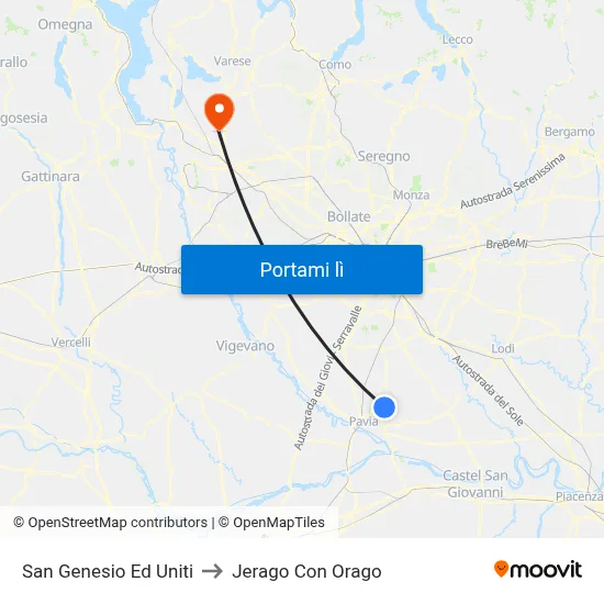 San Genesio Ed Uniti to Jerago Con Orago map
