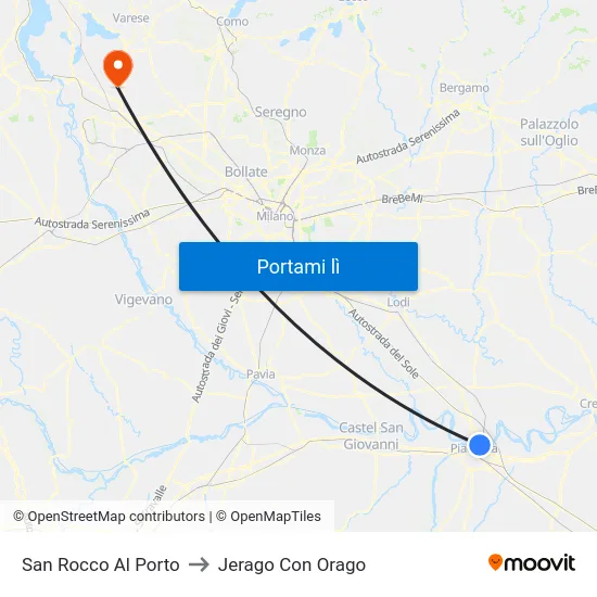 San Rocco Al Porto to Jerago Con Orago map