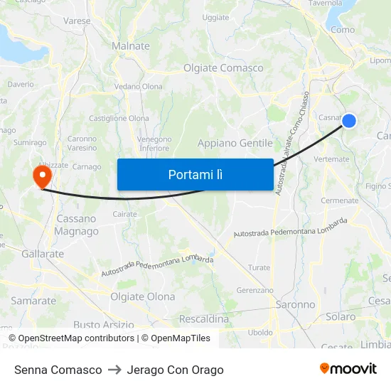 Senna Comasco to Jerago Con Orago map