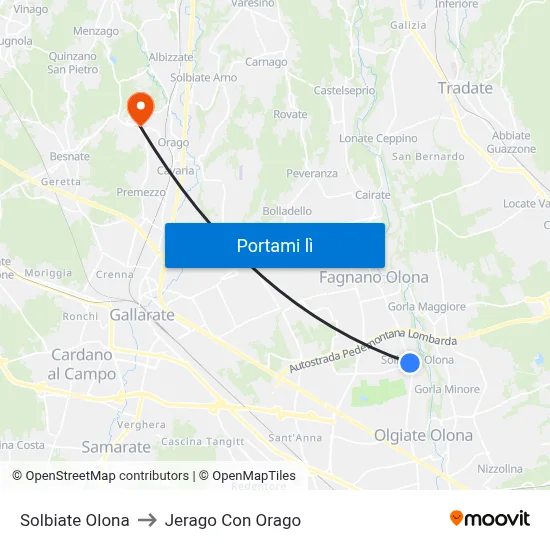 Solbiate Olona to Jerago Con Orago map