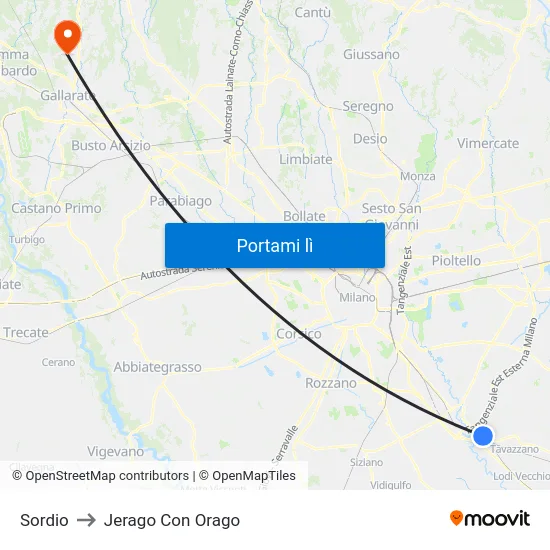 Sordio to Jerago Con Orago map