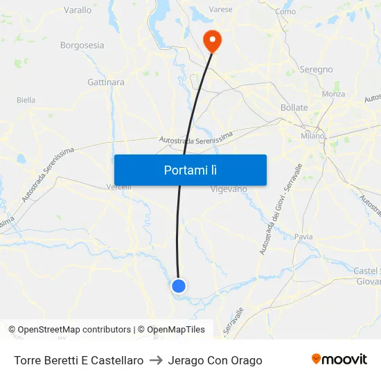 Torre Beretti E Castellaro to Jerago Con Orago map