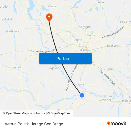 Verrua Po to Jerago Con Orago map