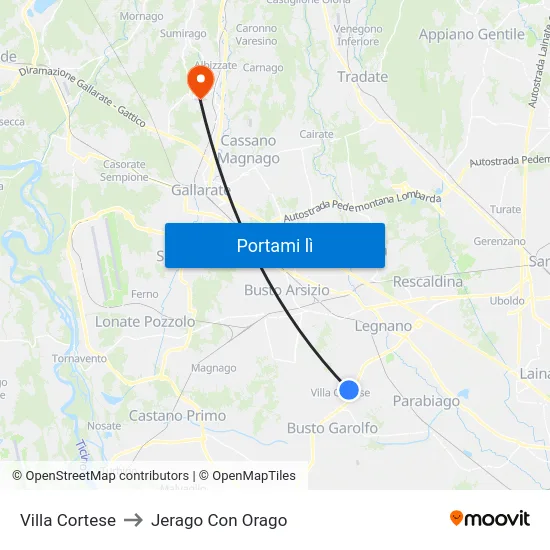 Villa Cortese to Jerago Con Orago map