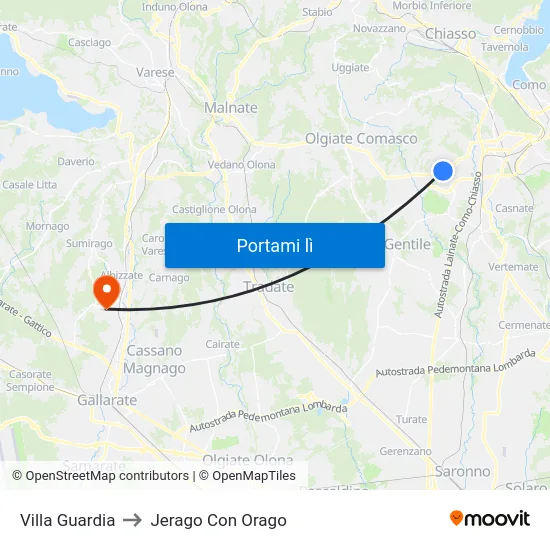 Villa Guardia to Jerago Con Orago map