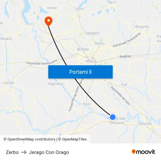 Zerbo to Jerago Con Orago map