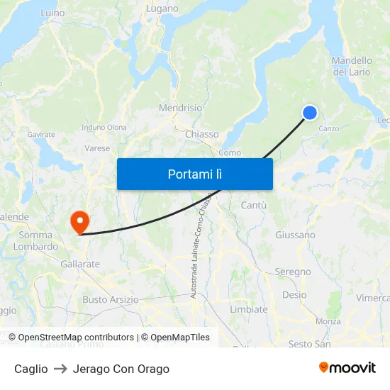Caglio to Jerago Con Orago map
