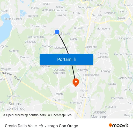 Crosio Della Valle to Jerago Con Orago map