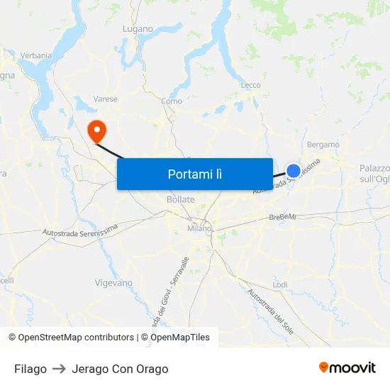 Filago to Jerago Con Orago map