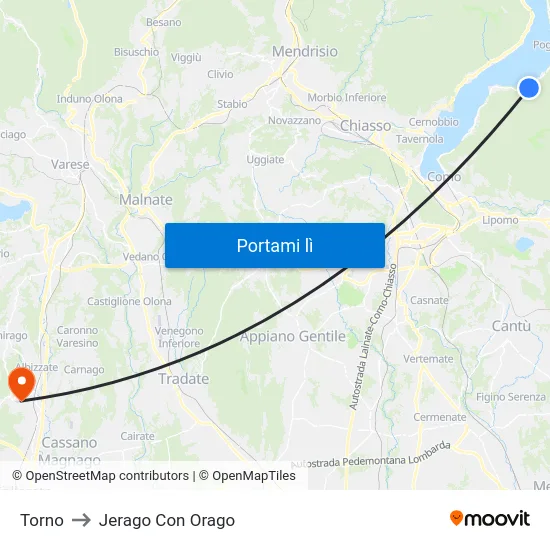 Torno to Jerago Con Orago map
