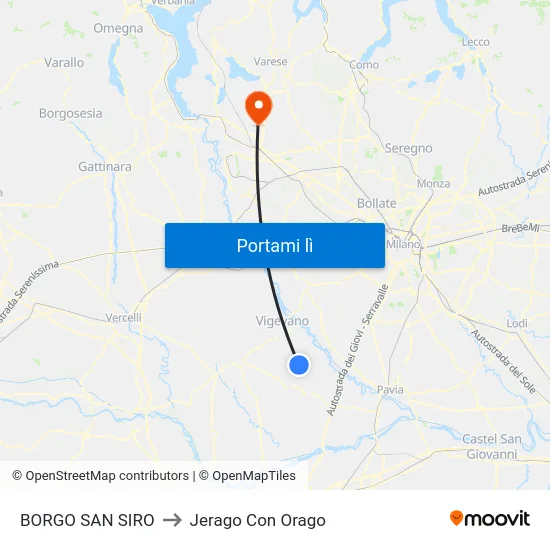BORGO SAN SIRO to Jerago Con Orago map