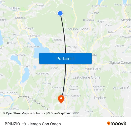 BRINZIO to Jerago Con Orago map