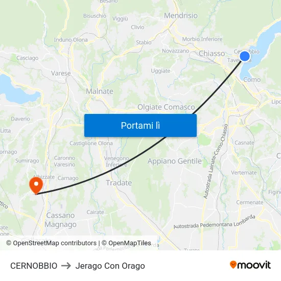 CERNOBBIO to Jerago Con Orago map