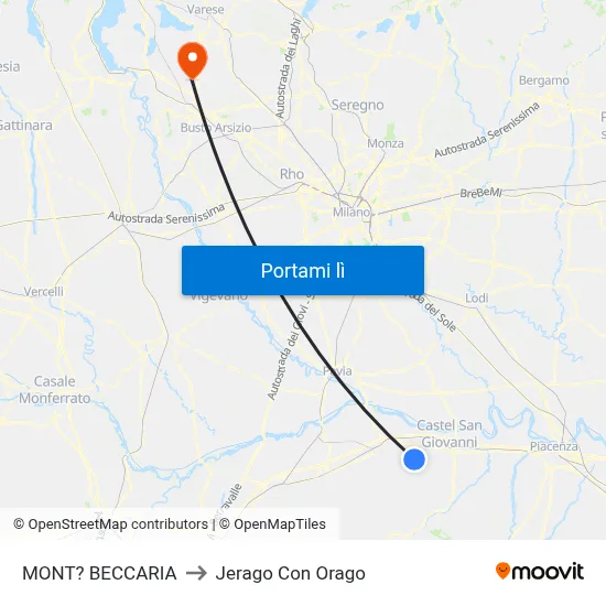 MONT? BECCARIA to Jerago Con Orago map