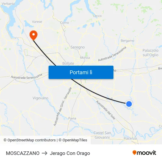 MOSCAZZANO to Jerago Con Orago map