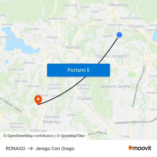 RONAGO to Jerago Con Orago map