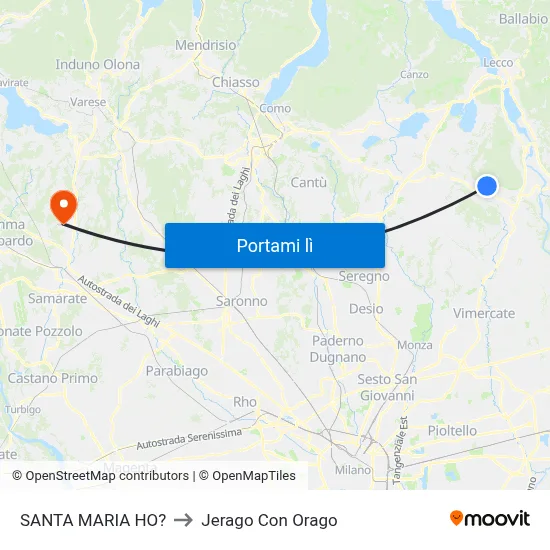 SANTA MARIA HO? to Jerago Con Orago map