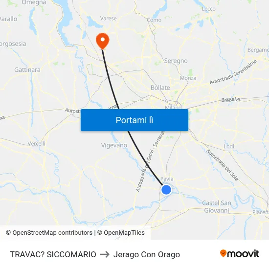 TRAVAC? SICCOMARIO to Jerago Con Orago map