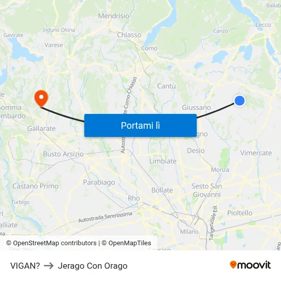 VIGAN? to Jerago Con Orago map