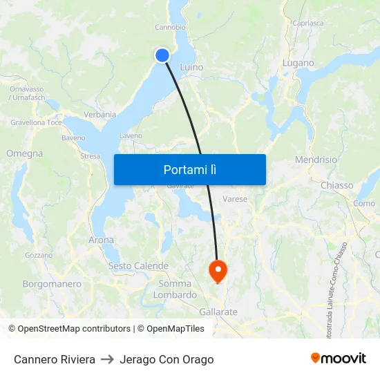Cannero Riviera to Jerago Con Orago map