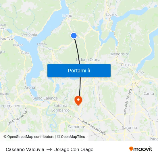 Cassano Valcuvia to Jerago Con Orago map
