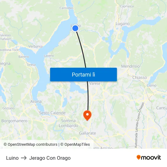Luino to Jerago Con Orago map