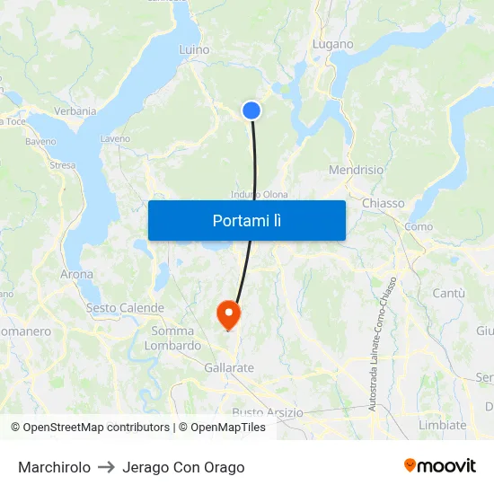 Marchirolo to Jerago Con Orago map