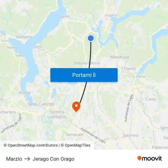 Marzio to Jerago Con Orago map