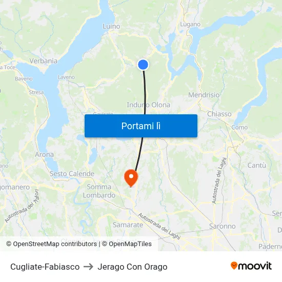Cugliate-Fabiasco to Jerago Con Orago map