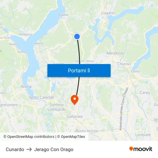 Cunardo to Jerago Con Orago map