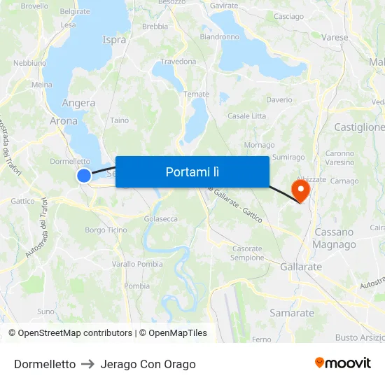 Dormelletto to Jerago Con Orago map