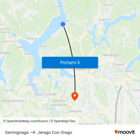 Germignaga to Jerago Con Orago map